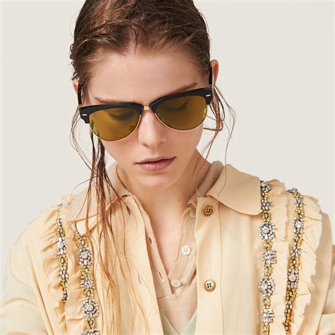 miu miu smu03d|Silver Gradient Yellow Lenses Miu Miu Runway Sunglasses .